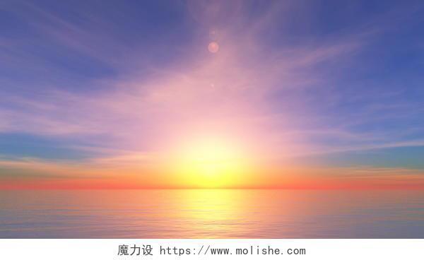 紫色天空太阳升起和地平线的美景美丽风景图